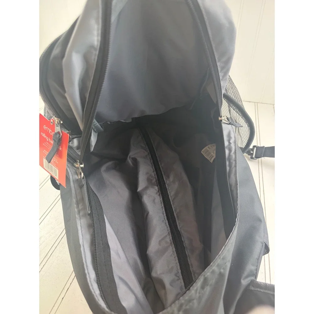 Embark Unisex Rolling Black Gray Travel School Backpack Bag NWT